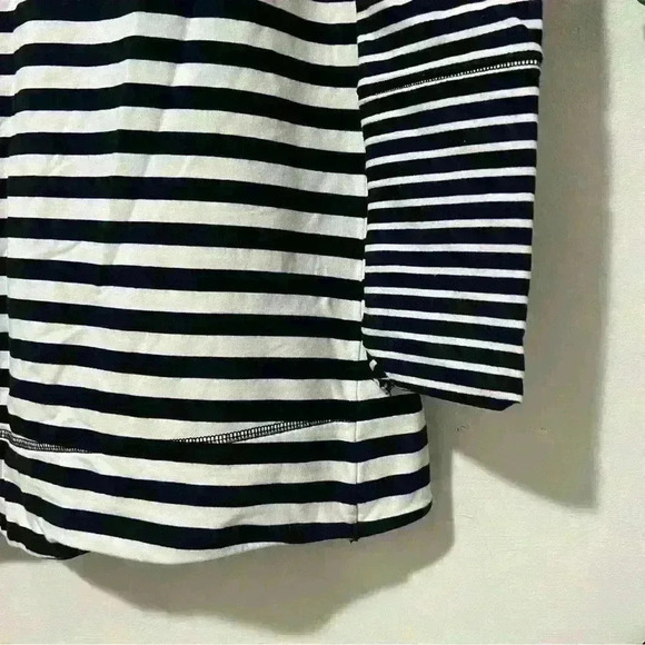 Merona Womens Cowl Neck Tunic Top Navy Blue White Striped Long Sleeve LARGE - Picture 4 of 4